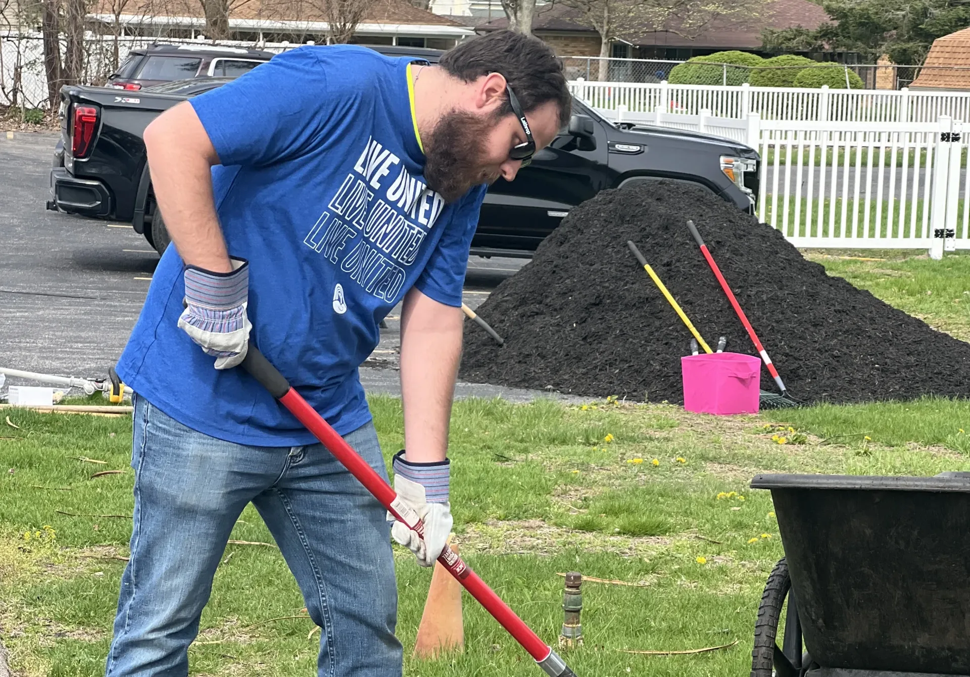 Volunteer working outside